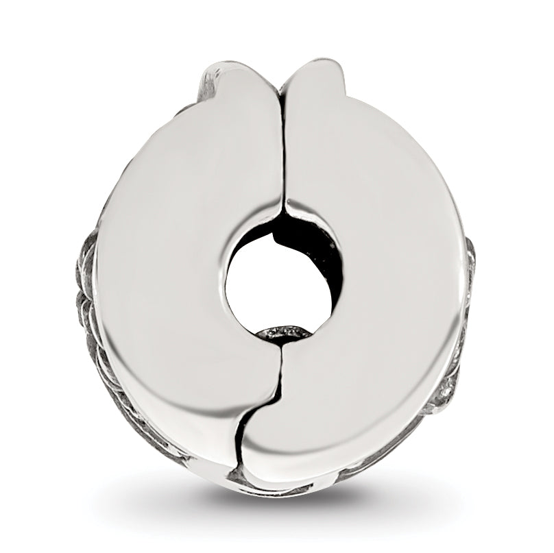 Antiqued Floral Hinged Clip Bead in Sterling Silver
