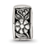 Antiqued Floral Hinged Clip Bead in Sterling Silver