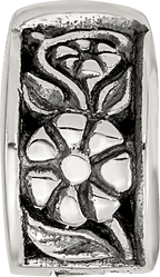 Antiqued Floral Hinged Clip Bead in Sterling Silver