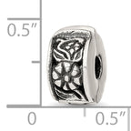 Antiqued Floral Hinged Clip Bead in Sterling Silver