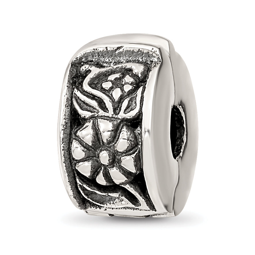 Sterling Silver Reflections Hinged Floral Clip Bead Main image