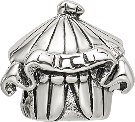 Sterling Silver 925 Circus Tent Bead for Kids with Antiqued Finish