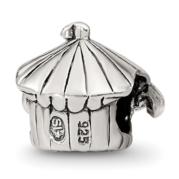 Sterling Silver 925 Circus Tent Bead for Kids with Antiqued Finish