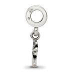 Sterling Silver 925 Four-Leaf Clover Dangle Bead with Antiqued Finish