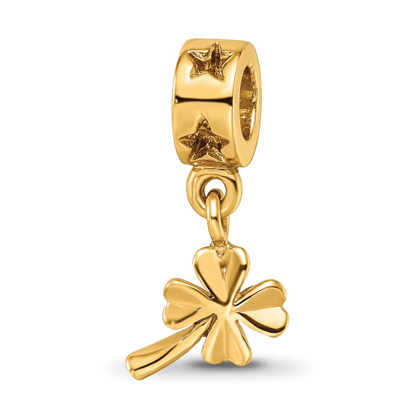 Sterling Silver Gold-plated Reflections 4-leaf Clover Dangle Bead Main image