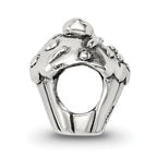 Sterling Silver 925 Kids Cupcake Bead with Antiqued Finish Solid Cast Design