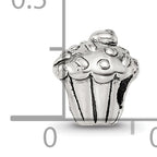 Sterling Silver 925 Kids Cupcake Bead with Antiqued Finish Solid Cast Design