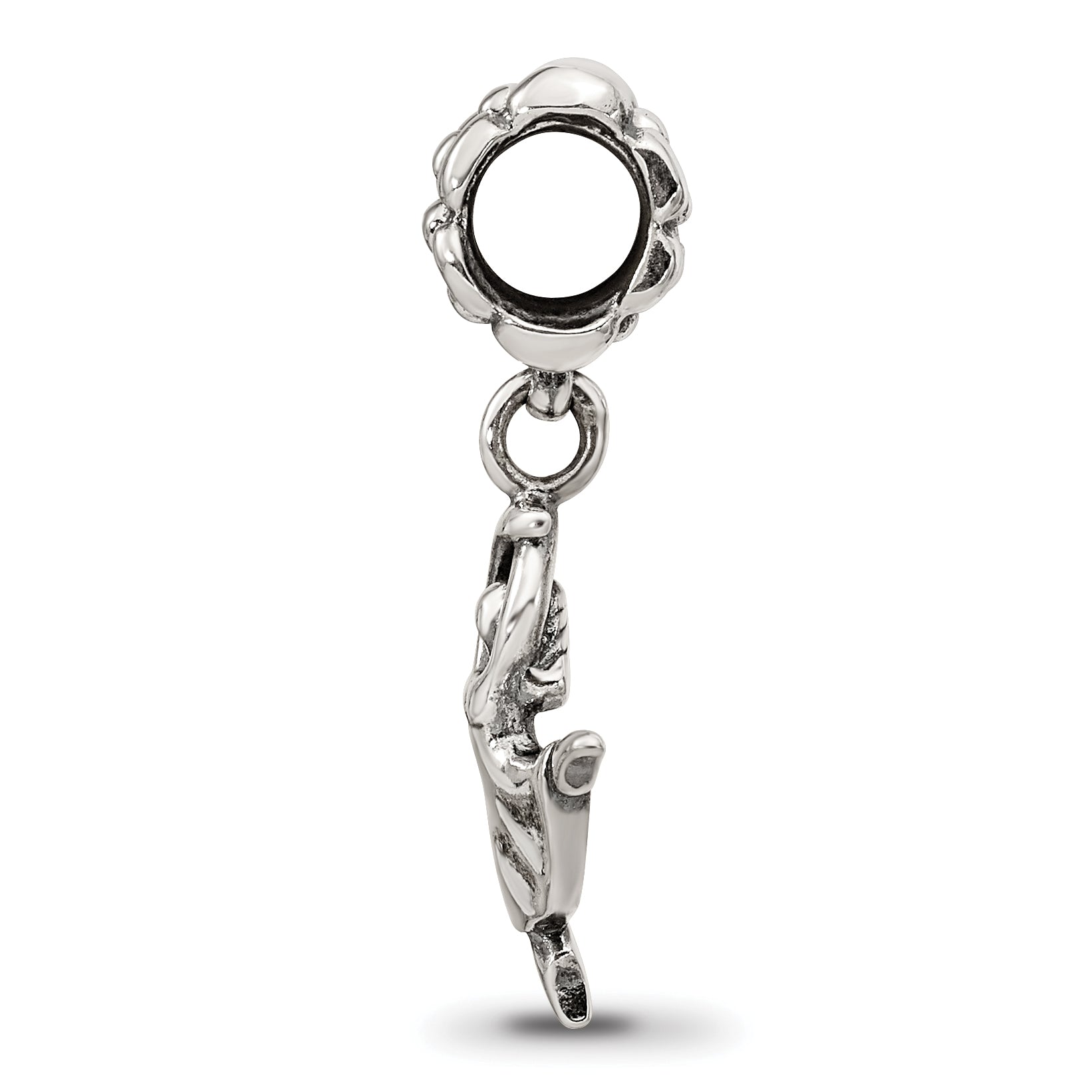 Sterling Silver 925 Dancer Dangle Bead with Antiqued Finish Solid Charm Secondary image