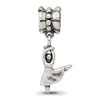 Sterling Silver 925 Dancer Dangle Bead with Antiqued Finish Solid Charm