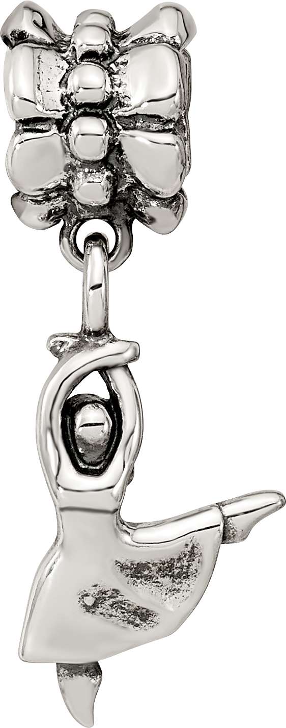 Sterling Silver 925 Dancer Dangle Bead with Antiqued Finish Solid Charm