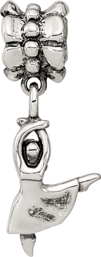 Sterling Silver 925 Dancer Dangle Bead with Antiqued Finish Solid Charm
