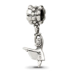 Sterling Silver 925 Dancer Dangle Bead with Antiqued Finish Solid Charm