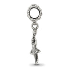 925 Sterling Silver Ballerina Dangle Bead with Antiqued Finish Elegant Design