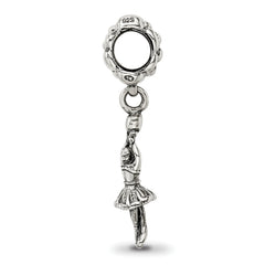 925 Sterling Silver Ballerina Dangle Bead with Antiqued Finish Elegant Design