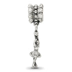 925 Sterling Silver Ballerina Dangle Bead with Antiqued Finish Elegant Design