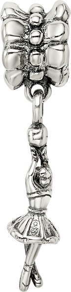 925 Sterling Silver Ballerina Dangle Bead with Antiqued Finish Elegant Design