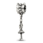 925 Sterling Silver Ballerina Dangle Bead with Antiqued Finish Elegant Design