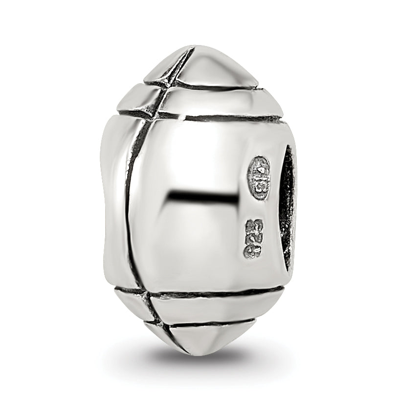 Sterling Silver 925 Football Themed Bead with Antiqued Finish