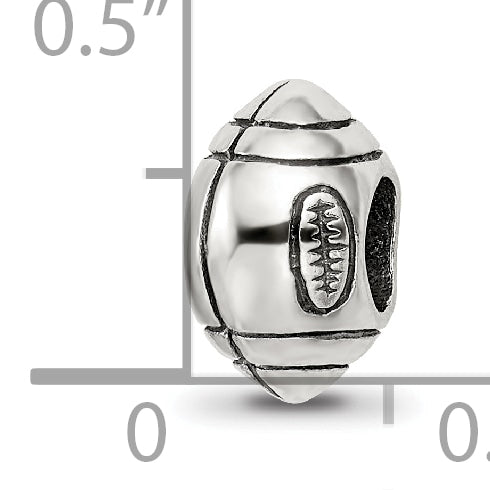 Sterling Silver 925 Football Themed Bead with Antiqued Finish