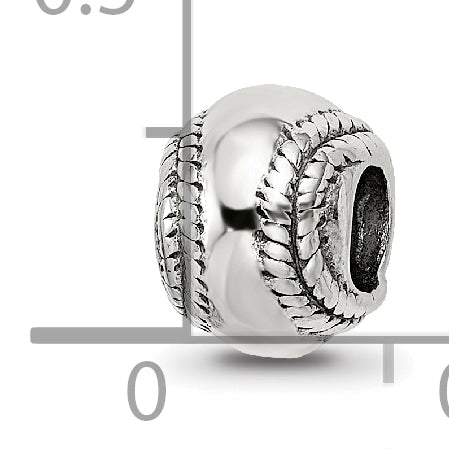 Sterling Silver 925 Baseball Bead with Antiqued Finish  Solid Cast Classic Design