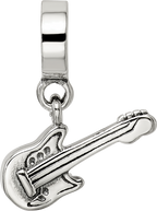 Sterling Silver 925 Electric Guitar Dangle Bead with Antiqued Finish Stylish
