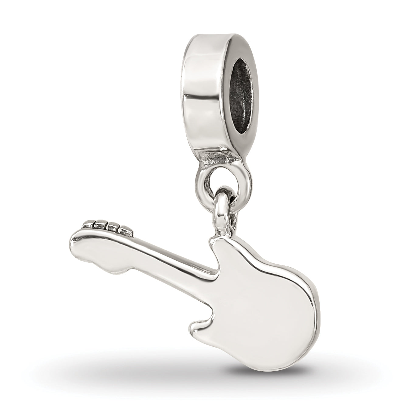 Sterling Silver 925 Electric Guitar Dangle Bead with Antiqued Finish Stylish