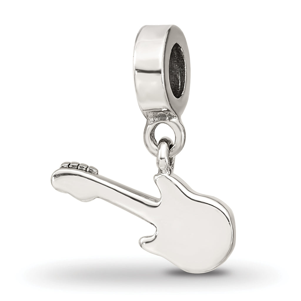 Sterling Silver 925 Electric Guitar Dangle Bead with Antiqued Finish Stylish