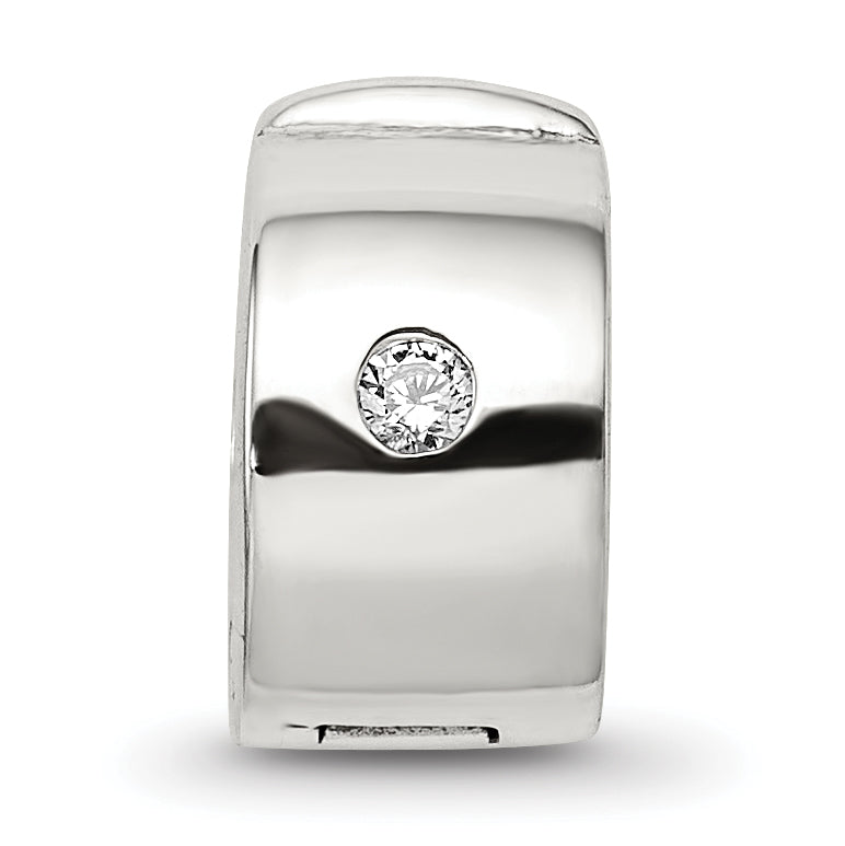 Sterling Silver 925 Hinged CZ Clip Bead with Polished Finish