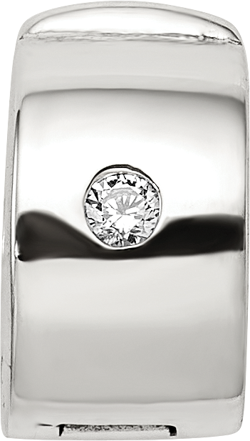 Sterling Silver 925 Hinged CZ Clip Bead with Polished Finish