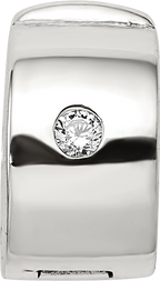 Sterling Silver 925 Hinged CZ Clip Bead with Polished Finish