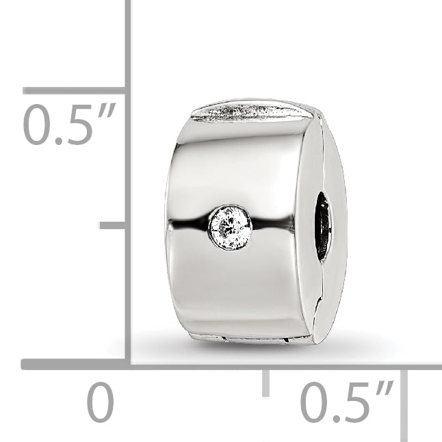 Sterling Silver 925 Hinged CZ Clip Bead with Polished Finish