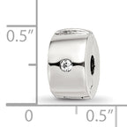 Sterling Silver 925 Hinged CZ Clip Bead with Polished Finish