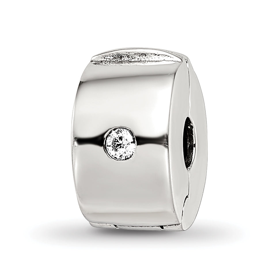 Sterling Silver Reflections Hinged CZ Clip Bead Main image