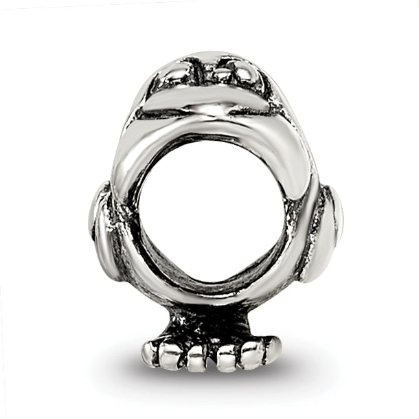 Sterling Silver 925 Kids Pelican Bead with Antiqued Finish Solid Design