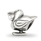 Sterling Silver 925 Kids Pelican Bead with Antiqued Finish Solid Design