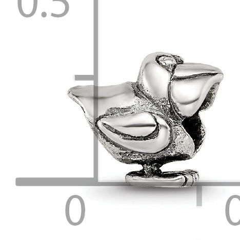 Sterling Silver 925 Kids Pelican Bead with Antiqued Finish Solid Design