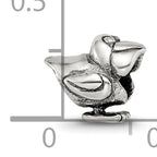 Sterling Silver 925 Kids Pelican Bead with Antiqued Finish Solid Design