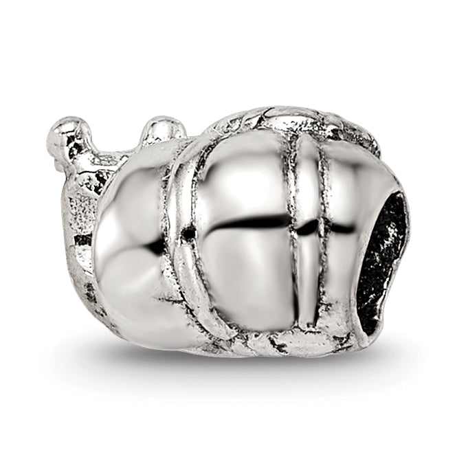Sterling Silver 925 Snail Bead for Kids with Antiqued Finish Solid Cast