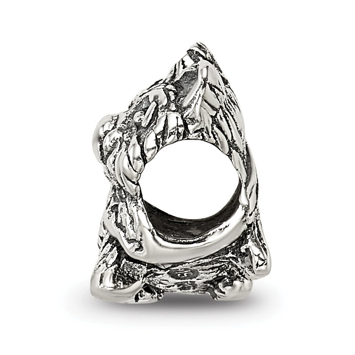 Sterling Silver 925 Kids Dog Bead with Antiqued Finish Solid Design Secondary image