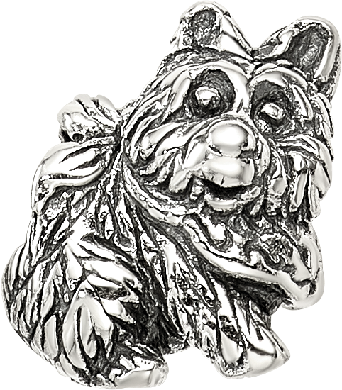 Sterling Silver 925 Kids Dog Bead with Antiqued Finish Solid Design