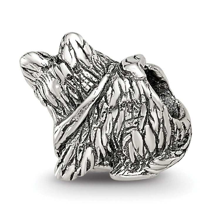Sterling Silver 925 Kids Dog Bead with Antiqued Finish Solid Design