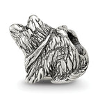 Sterling Silver 925 Kids Dog Bead with Antiqued Finish Solid Design