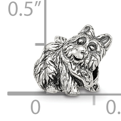 Sterling Silver 925 Kids Dog Bead with Antiqued Finish Solid Design