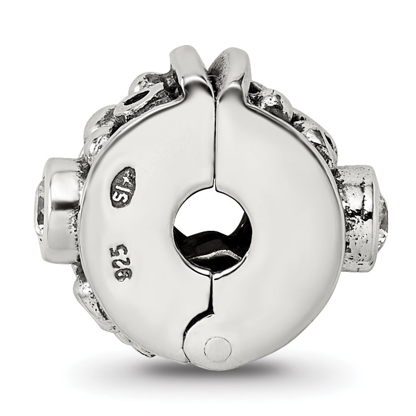 Sophia Jewelers Sterling Silver 925 Antiqued CZ Clip Bead Solid and Elegant Design Secondary image