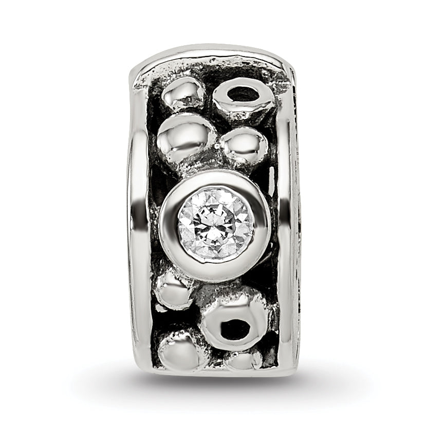 Sophia Jewelers Sterling Silver 925 Antiqued CZ Clip Bead Solid and Elegant Design