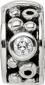 Sophia Jewelers Sterling Silver 925 Antiqued CZ Clip Bead Solid and Elegant Design