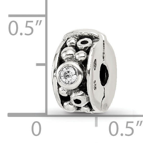Sophia Jewelers Sterling Silver 925 Antiqued CZ Clip Bead Solid and Elegant Design