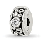Sterling Silver Reflections Hinged CZ & Dots Clip Bead