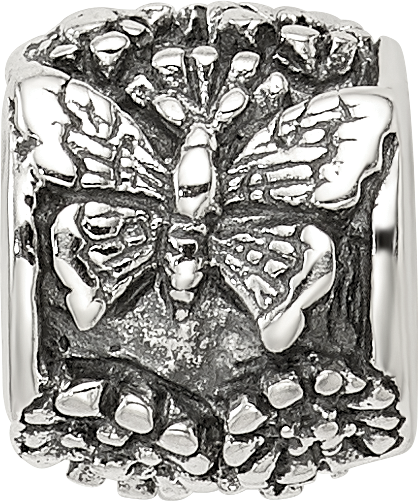 Sterling Silver 925 Antiqued Butterfly Bali Bead Solid Casted Jewelry