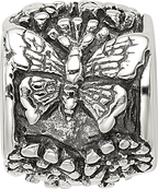 Sterling Silver 925 Antiqued Butterfly Bali Bead Solid Casted Jewelry